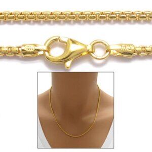 GOLD OVER STERLING SILVER ROUND BOX CHAIN NECKLACE IN 1.8MM (GAUGE 140)